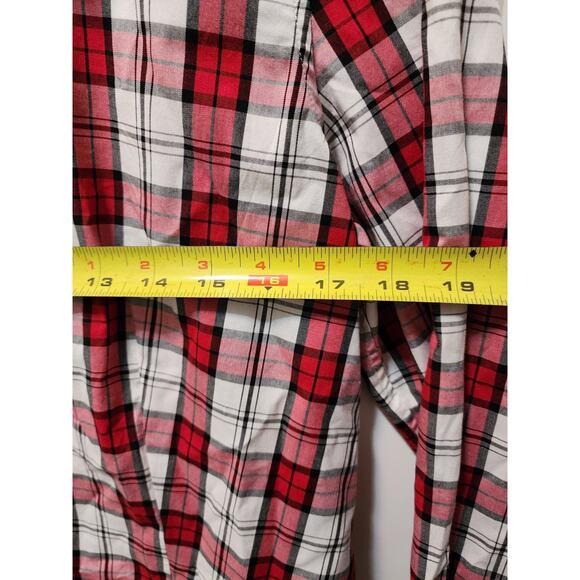 TALBOTS Women's Red, White, Black Plaid Button Down Shirt - Size 8P - Picture 5 of 6
